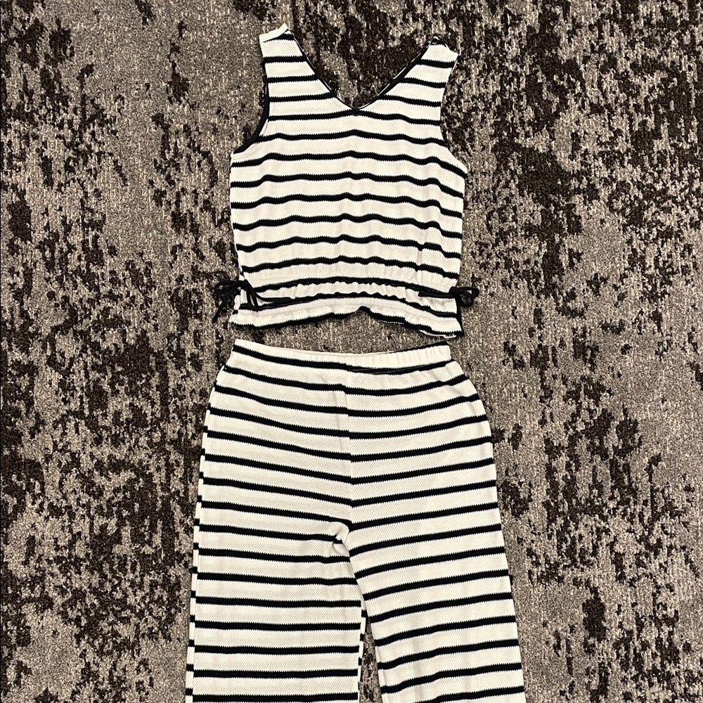 Speechless Black and White Striped Kids Matching Set